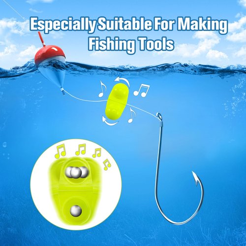 50 PCS Fishing Double Rattles Beads, Catfish Rattles for Fishing, Plastic Fishing Bead Fishing Bells Rattle Floater Rig Beads for Catfish (Colorful)
