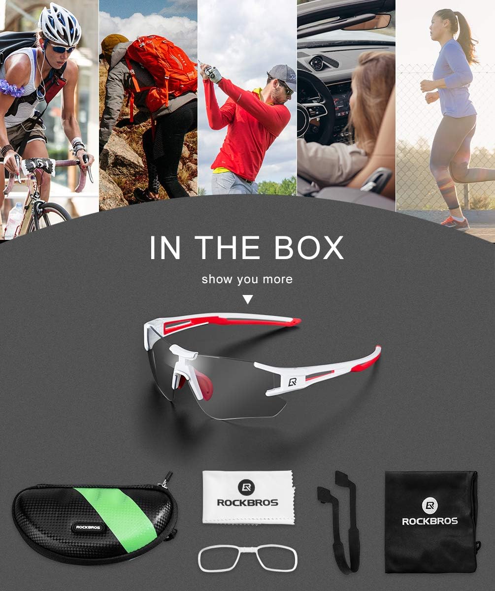 ROCKBROS Cycling Sunglasses Photochromic Bike Glasses for Men Women Sports Goggles UV Protection
