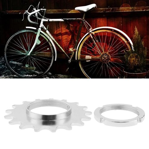 ECSiNG Bike Sprocket Fixed Single Speed Cog Thread Ribg High Strength Steel Bicycle Flywheel Sprockets Parts for Fixed Gear Bike 17T with Lock Ring