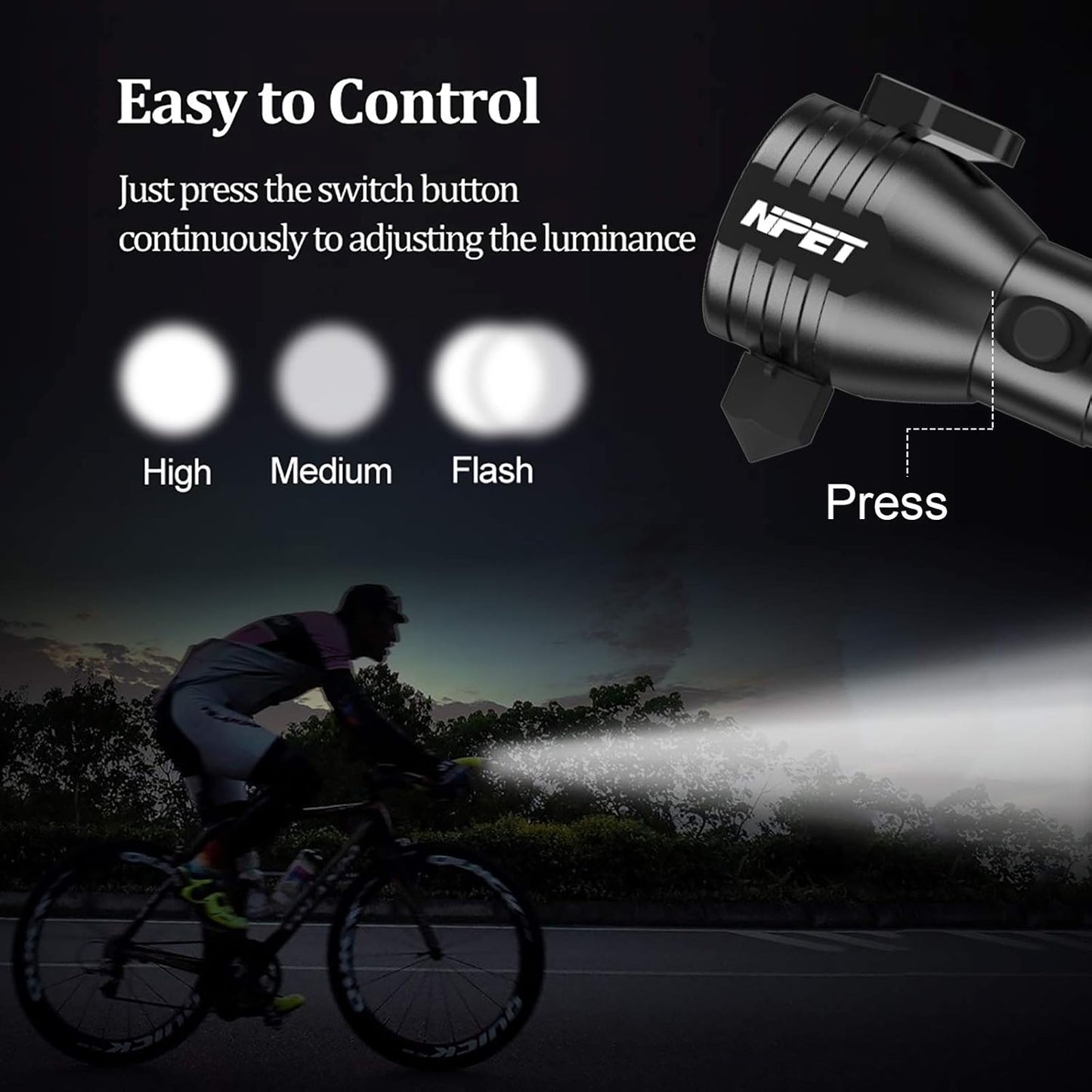 NPET T10 Car Flashlight 500 Lumens LED COB Light Solar Powered USB Rechargeable Tactical Multi-Function Torch Tool with 120dB Siren Window Breaker Seat Belt Cutter Compass for Camping