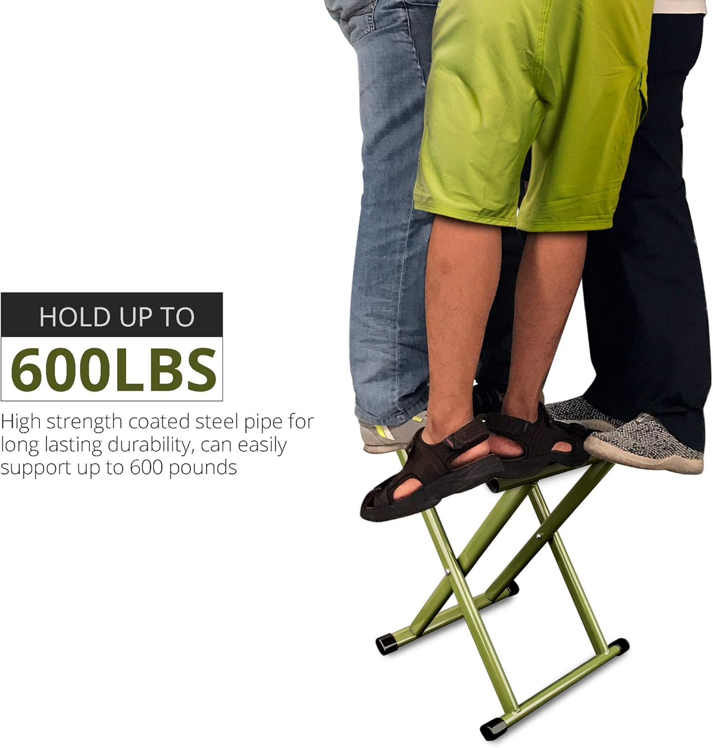 TRIPLE TREE Folding Stool 17.8" Height Heavy Duty Camping Stool Outdoor Portable Chair Hold up to 600 lbs for Walking Hiking Fishing