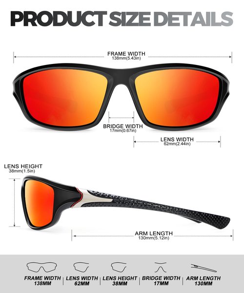 QALLY Polarized-Sunglasses-Men Sports Mens-Sunglasses: Sun-Glasses with UV400 Protection for Driving Golf Fishing Running
