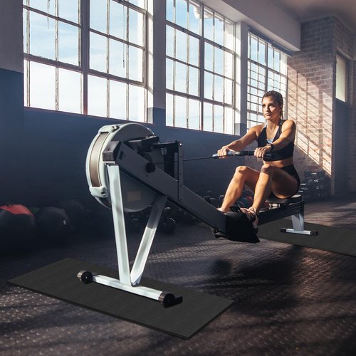 2PCS Fitness Equipment Mats and Floor Protector, Non-Slip Mat Rowing, Rowing Machine Bike Mat for Carpet & Hardwood Floors, Exercise Bike Mats (Two Pieces:30 * 12 inch)