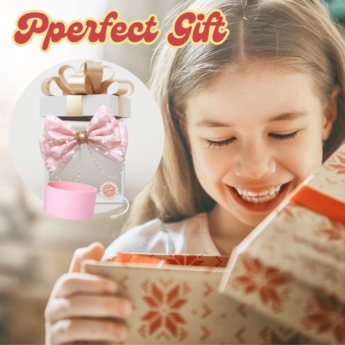 Romukuku Bling Stanley Bow Straw Topper, Pearl Bow Lid Stanley Cup Accessories,Cute Straw Cover Cap, Silicone Boot Protector 3 PCS Sets for Tumbler Accessories (Pink)