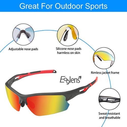 Outdoor Sports Polarized Sunglasses for Men and Women, TR90 Frame, UV400 Protection, With Case, for Fishing Golf Hiking and Cycling