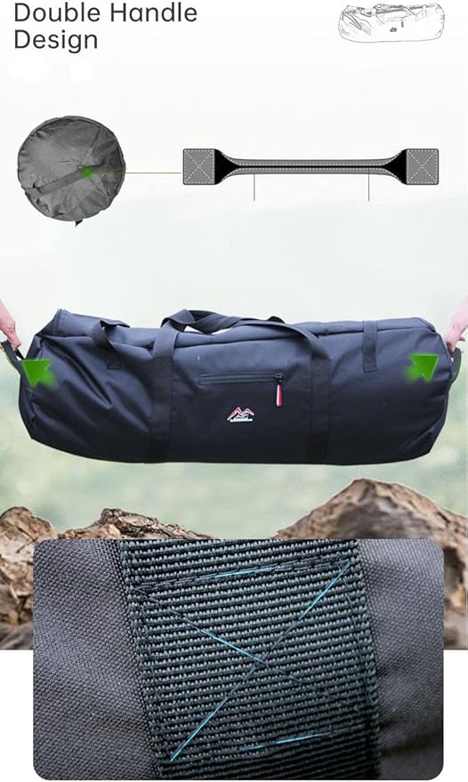Large Capability Folding Tent Storage Carry Bag Waterproof Luggage Pack Pouch for Camping Hiking Picnic Organizer Walking Holder (Black-L)