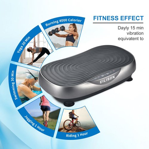 EILISON FIRMHOLD Handle Vibration Plate Exercise Machine for Lymphatic Drainage- Full Body Vibration Platform for Weight Loss, 350lbs Vibration Plate for Beginners & Recovery (Glory Grey)