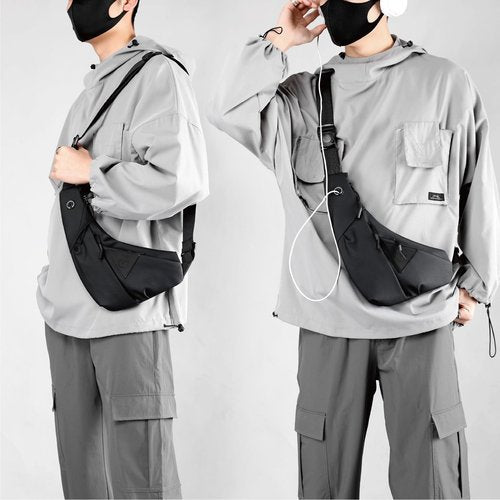 Small Sling Shoulder Crossbody Bag Men Women, Lightweight Anti-theft One Strap Casual Chest Bag Slim Backpack for Outdoor Walking Trip Hiking Biking Black