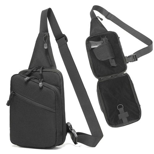 VTACOUTV Concealed Carry Sling Bag for Men, Small Gun Backpack Chest Daypack EDC Shoulder Bag Crossbody CCW Range Bags of Handgun Travel Sports Hiking Black