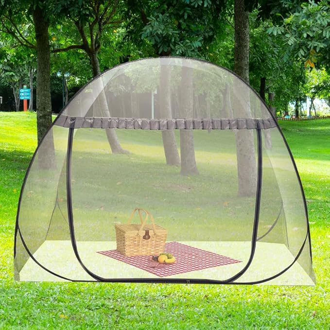 Mengersi Mosquito Net Tent for Bed,Pop-Up Bed Canopy with Net Bottom,Mosquito Netting Bed Tent for Kids Girls Boys,Bed,Suit for Indoor Outdoor (Twin XL,Gray)