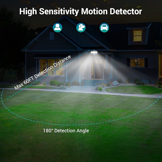 USTELLAR 1 Pack 55W LED Security Lights Motion Sensor Light Outdoor with Remote Control, Dusk to Dawn LED Flood Lights 5500LM 5000K, IP65 Waterproof, Exterior Flood Light for Garage, Yard, House, Eave