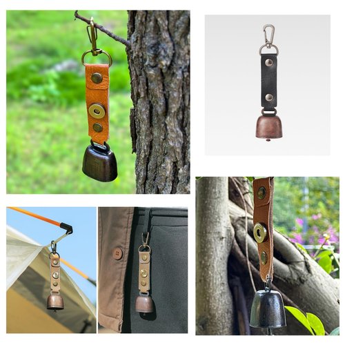 SquEqu 2 Pack Bear Bell Metal Loud Hiking Bells Pendant Keychain with Carabiner Hook Magnetic Mute Silencer for Outdoor Camping Trikking Harness Survival Emergency Montain Climbing Dog Animals