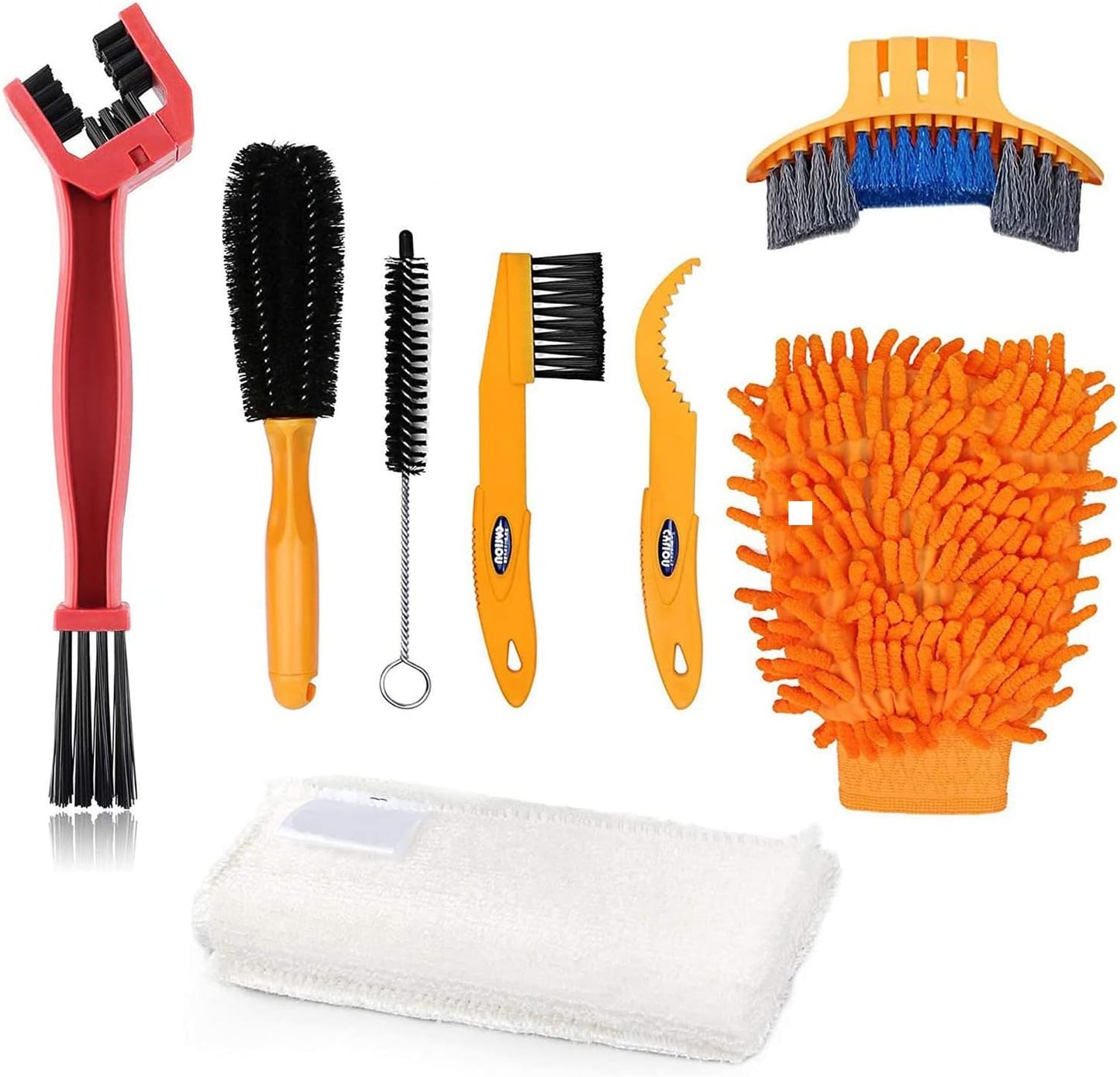 Oumers Bike Clean Brush Kit, 8pcs Bicycle Cleaning Tools Make Chain/Tire/Sprocket/Crank Bike Corner Stain Dirt Clean Shine. Durable/Practical