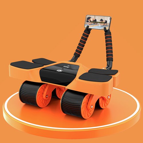 Royal Blaze 2025 New 4-Wheel Abdominal Roller with Elbow Support : Latest Upgraded High-Performance Exercise Machine With Automatic Rebound, Multi- layered Anti-Slip Design with Calorie Counting LCD Screen (Orange & Black)
