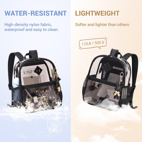MUSEVOS Clear Backpack for Stadium Events Approved 12×6×12, Thick TPU Mini Clear Bag with Front Pocket for Concert Sport Events Work Travel, Black