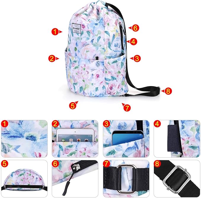 XEYOU Drawstring Sports Backpack Lightweight Gym Yoga Sackpack Shoulder Rucksack Casual Outdoor Daypack for Women and Men
