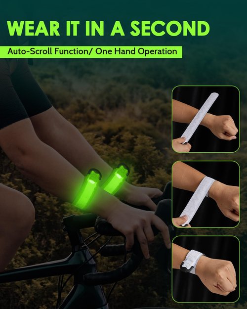 Fitense Rechargeable LED Armband 2-Pack, High Visibility Reflective Running Gear for Night Safety, 5 Colors & 3 Modes Light Up Armbands for Night Walking, Cycling, Running Gift for Women Men，White