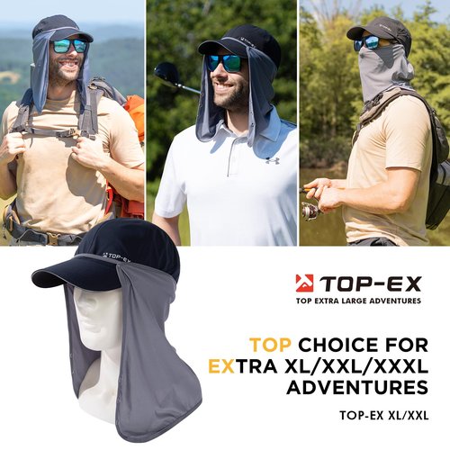TOP-EX L Men Women Beige Running Waterproof Hydro Cooling Hat Detachable UV Sun Protection Neck Drape Baseball Cap for Big Heads