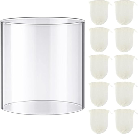 11 Pcs Propane Lantern Mantles with Glass Replacement Globe, Standard Lantern Replacement Parts U Shape & Mantles, Camp Lamp Mantle Compatible with Coleman Fuel Lamp for Outdoor Camping