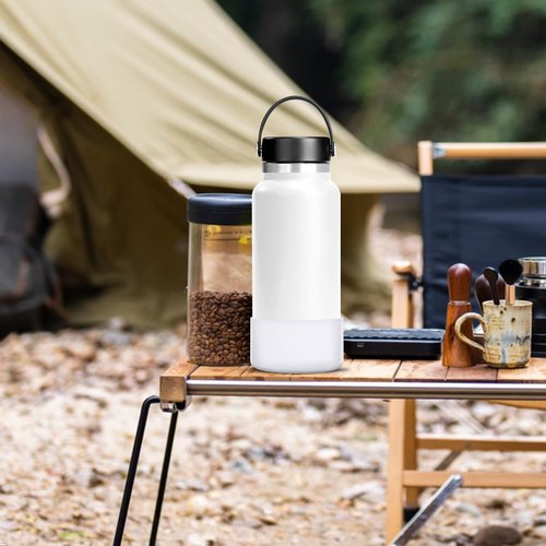 Linkidea Water Bottle Boot Compatible with Hydro Flask Wide Mouth Flex Cap/Straw Lid/Chug Cap 32oz/40oz, Silicone Bottle Bottom Sleeve Cover Protector, Bottle Bumper (Clear / 2 Pack)