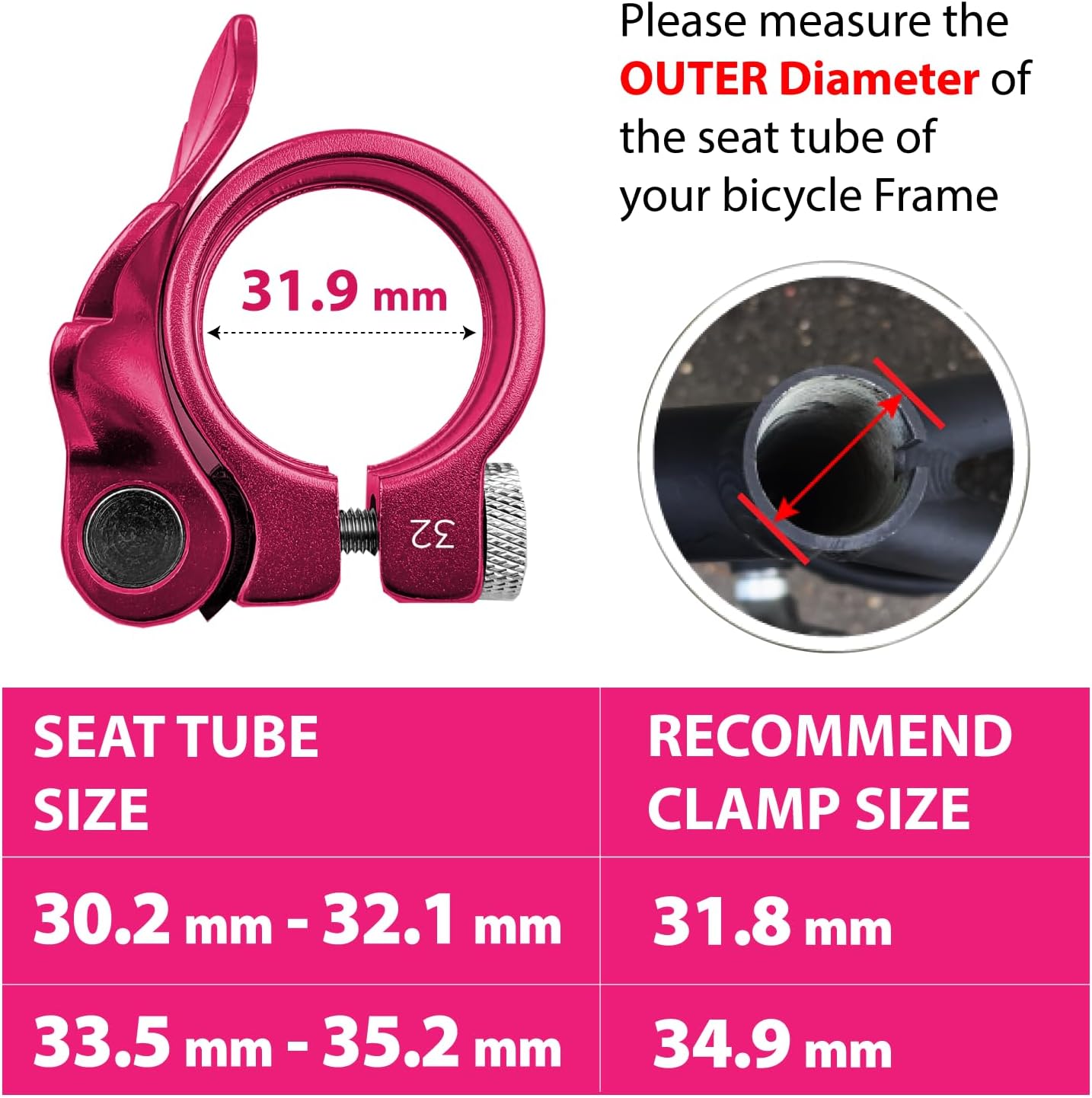 ONIPAX Bike Leaf Seatpost Quick Release Clamp Collar Aluminum Alloy 32mm/35mm