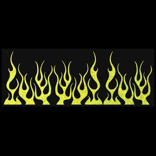 LiteMark Reflective Lemon Yellow Assorted 4 Inch Flames Sticker Decals for Helmets, Bicycles, Strollers, Wheelchairs and More - Pack of 9