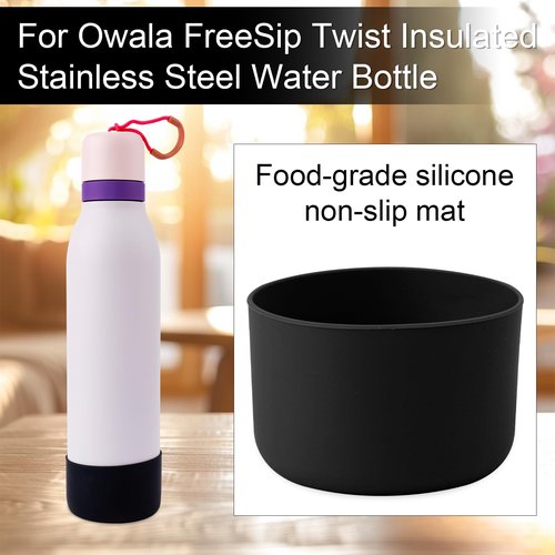 Silicone Boot for Owala, 2.95 Inch Diameter Bottle Boot Anti-Slip Bottom Protective Cover Water Bottle Accessories Compatible with Owala 24 oz (Black)
