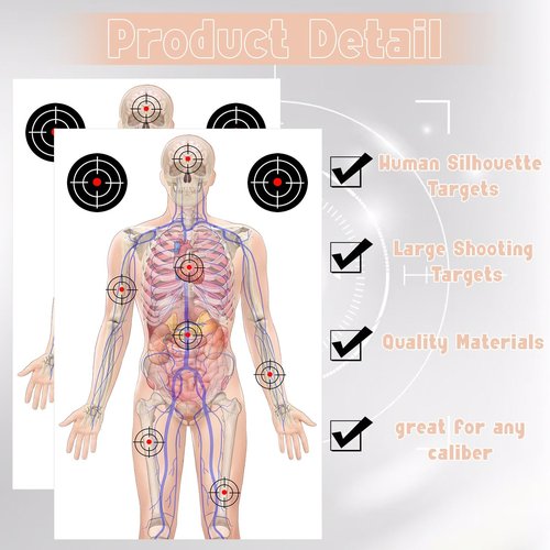 50 PCS 23 x 35’’ Silhouette Paper Targets Human Silhouette Target Anatomical Targets Medically Designed Targets Life Size Human Paper Targets Range Anatomical Target for Practice