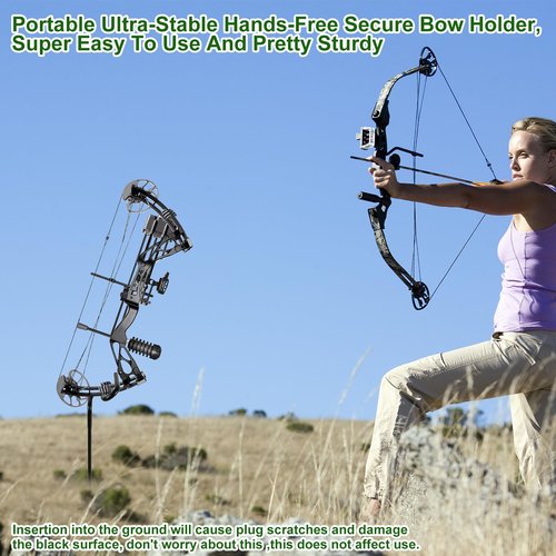 2 Pack Ground Blind Bow Holder with Rubber Coated, Rustproof Hunting Compound Bow Holder Stable Archery Bow Stand Versatile Ground Stake Bow Holder Archery Accessories for Hunting Target Practice