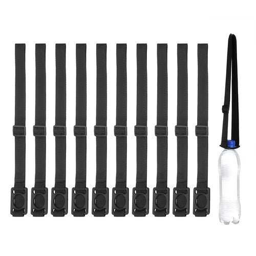 PATIKIL 2.5CM Water Bottle Lanyard, 10 Pcs Adjustable Holder Shoulder Strap with Black Ring Buckle Carrier Clips for Hiking Walking Outdoor, Black