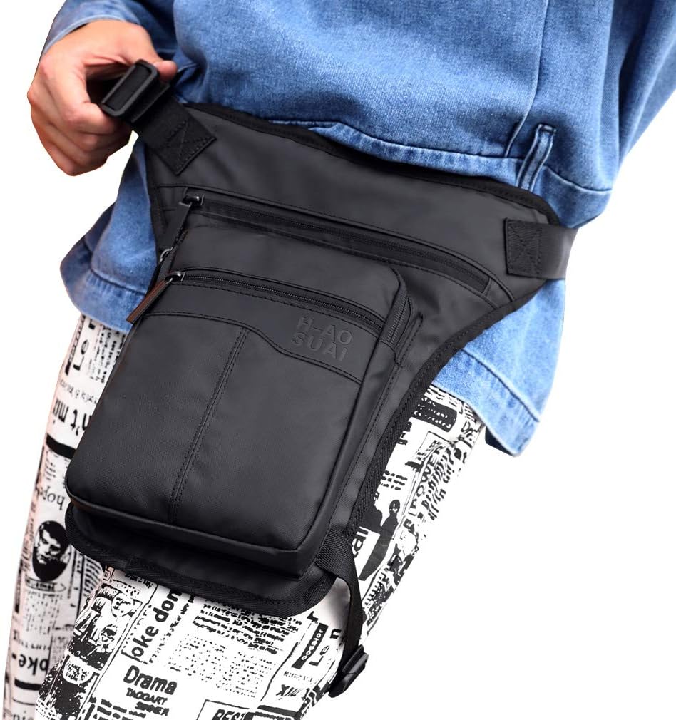 Nylon Drop Leg Bag Hiking Waist Pack for Men Women Tactical Motorcycle Bike Cycling Riding Travel Outdoor Sports Fanny Pouch