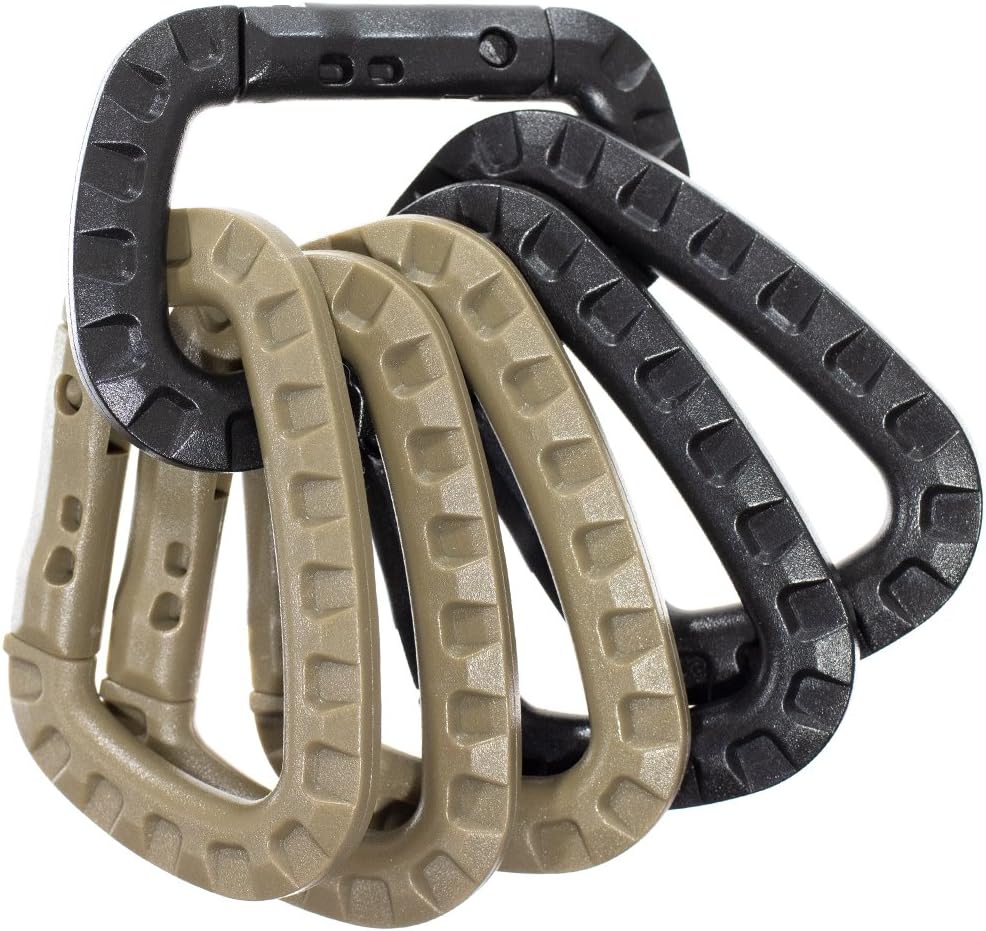 Tactical Carabiner Keychain 6 Pack - Durable Plastic Carabiners - Lightweight Spring Snap Gear - Utility Hooks for Backpacks, Buckles, Hanging Gear, and Outdoor Recreation