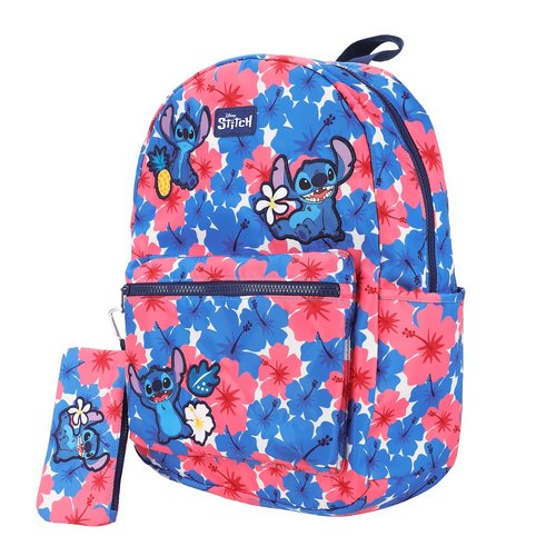 Bioworld Stitch Hibiscus AOP 16" Travel Backpack