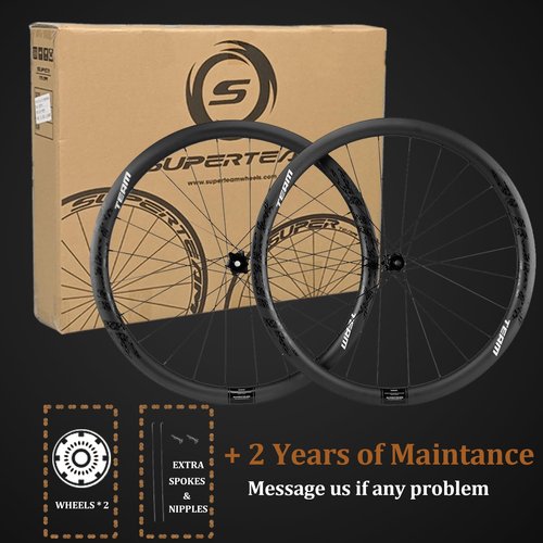 Superteam Carbon Gravel Wheelset 700c Disc Brake 38mm Depth Gravel Classic Bike Wheels with Center Lock Hub, Fit for 8/9/10/11/12 Speed
