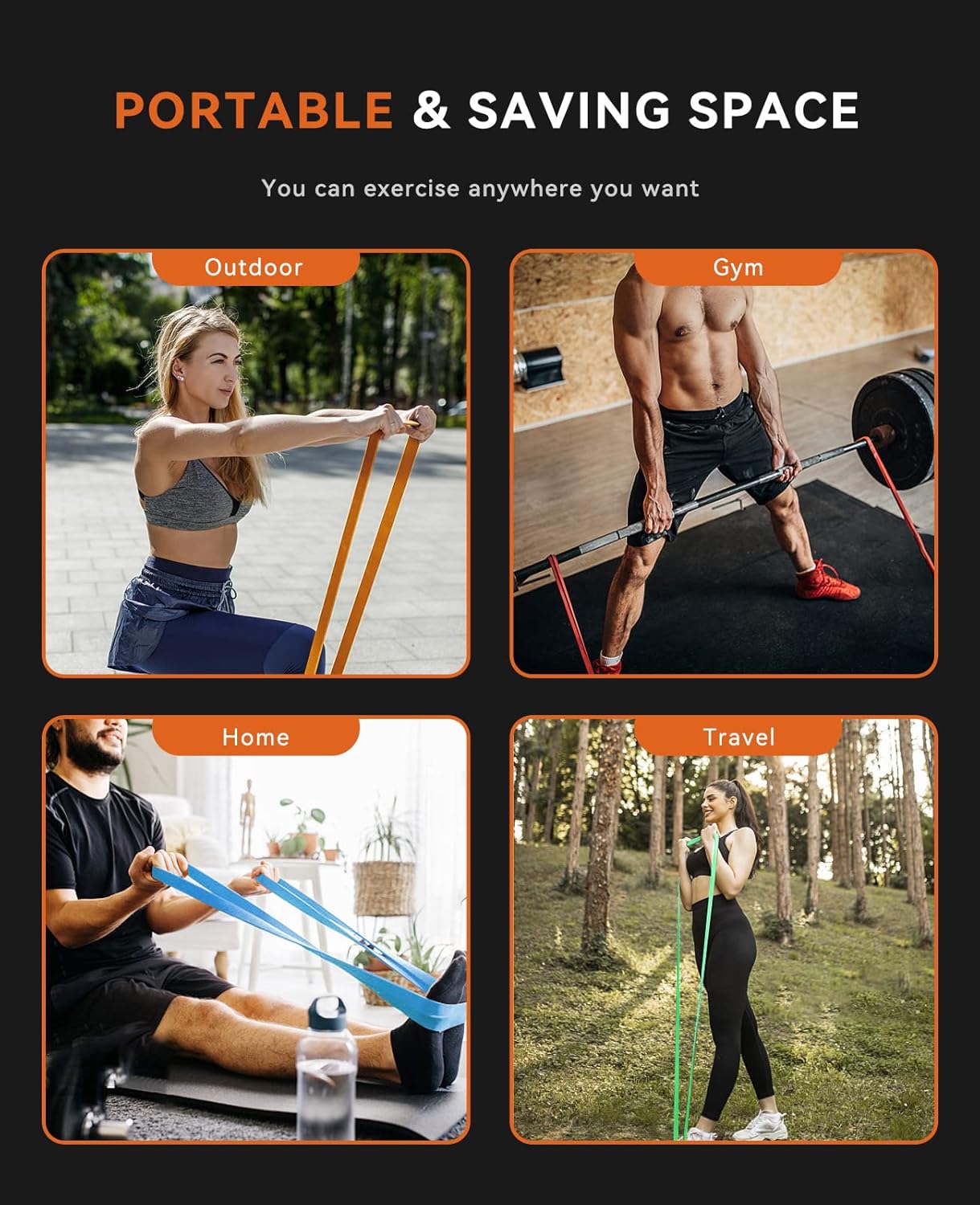 SUNPOW Pull Up Assistance Bands - Set of 5 Resistance Heavy Duty Workout Exercise Stretch Fitness Bands Assist Set for Body, Instruction Guide and Carry Bag Included