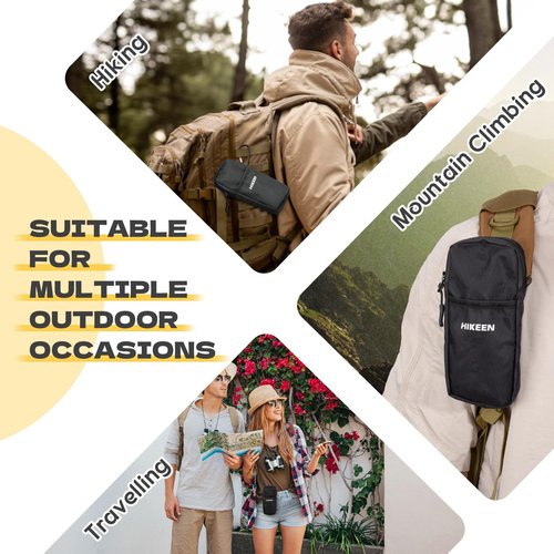 Hikeen X-Pac Backpack Strap Pouch for Smartphone, Weatherproof Durable Tactical Molle Phone Pouch with Carabiner, Molle Backpack Phone Holder Fit Outdoor/Hiking/Climbing-1pcs