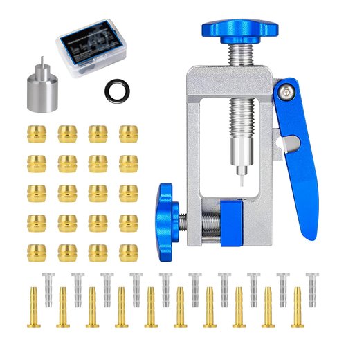 dcvbny Bicycle Brake Hydraulic Disc Hose Fitting Insert Tool Kit, Upgraded Needle Driver Insertion Tool with Bike Brake Olive and Brass Connecting Insert Kit for Shim-ano BH90 Mountain Bike