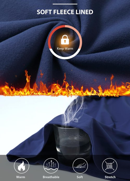 baleaf Thermal Long Sleeve Shirts for Women Mock Neck Base Layer Top Warm Fleece Winter Clothes Cold Weather Gear with Neck Gaiter Blue M