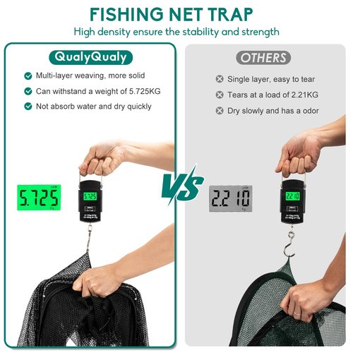 QualyQualy Fishing Bait Trap Crab Net Fishing Trap for Minnow/Crab/Shrimp/Crawdad with Rope, 6/8/10 Holes Large Space Fishing Net