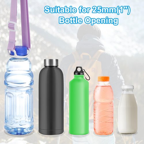 PATIKIL 2.5CM Water Bottle Lanyard, 6 Pcs Adjustable Holder Shoulder Strap with White Ring Buckle Carrier Clips for Hiking Walking Outdoor, Blue