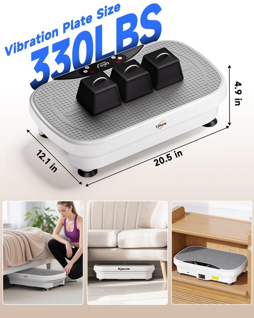 Vibration Plate Exercise Machine for Lymphatic Drainage & Weight Loss, 330 Lbs Capacity Whole Body Shake Machine with Resistance Band & LCD Display, Bluetooth, Home Workout Equipment for Women Men