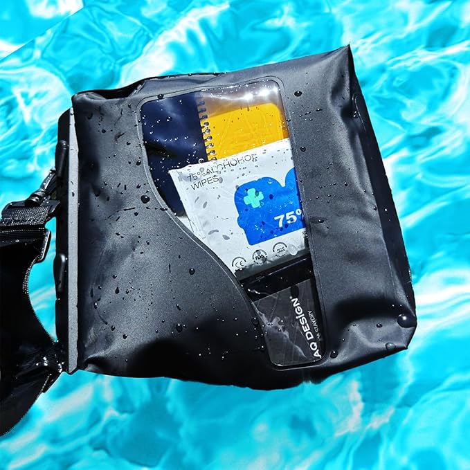 LAQ DESiGN STAYDRY Waterproof Bag, Dry Bag with Shoulder Strap for Swimming, Boating, Traveling, Snorkeling, Kayaking, Fishing, Diving, Hiking, Camping-Large (Black)