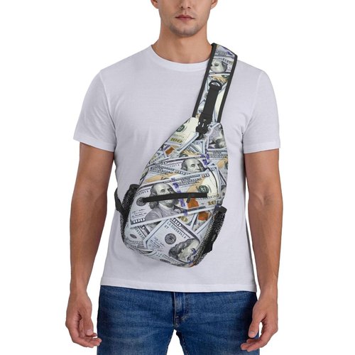 FHSUISN Us Bill Dollars Money Sling Backpack Chest Bag Crossbody Shoulder Bag Gym Cycling Travel Hiking Daypack For Men Women