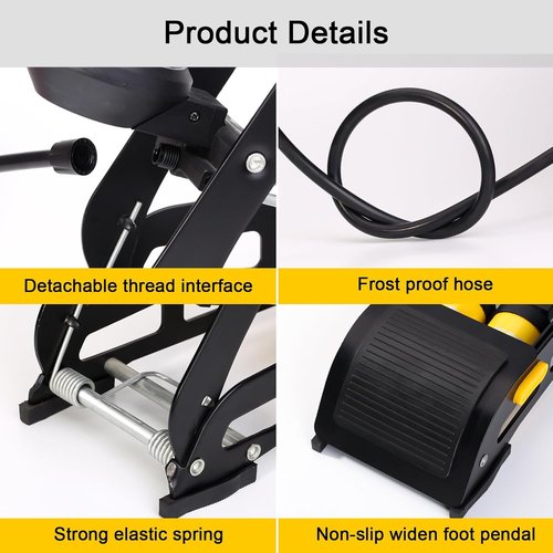Double Cylinder Barrel Bike Foot Pump,160PSI Aluminum Body Floor Air Pump with Precisional Accurate Pressure Gauge Smart Valve Head for Presta Schrader & Deutschland Valve Bicycle Tire Pumps