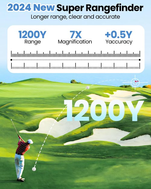 WARMTUYO Golf Range Finder, Golf Rangefinder with Slope, 1200Yards Laser Rrange Finder for Golfing, 7X Magnification with Flag Locking Vibration, Rechargeable Range Finders with Magnet Stripe White