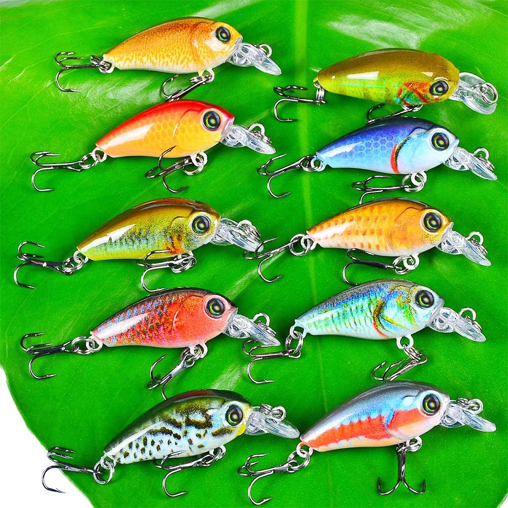 Mini Crankbait Fishing Lures Kits Swimbait Wobbler Hard Baits for Bass Trout Pike Freshwater and Saltwater 10pc-20pc/pack