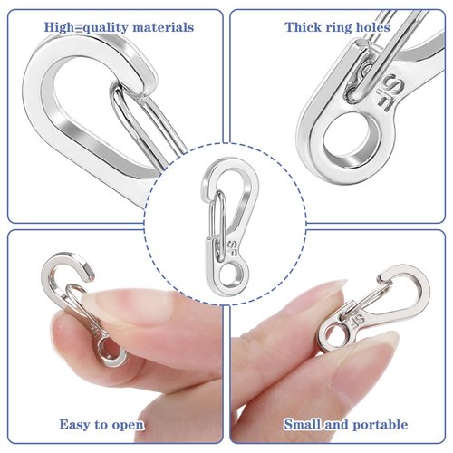 Molain 12 Pcs Small Mini Carabiner Clip Tiny Spring Snap Hook Keychains Micro Carabiners for Alloy Key Rings Outdoor Hiking Fishing Camping Backpack Accessories(Silver)