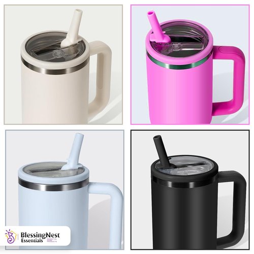 2 Pack – 40 oz Stanley Tumbler Lid Replacement – Leak-Proof, Spill-Proof, BPA-Free, Dishwasher Safe – Compatible with Stanley Quencher H2.0 & Similar Tumblers – Straw Opening Lid (Pink)