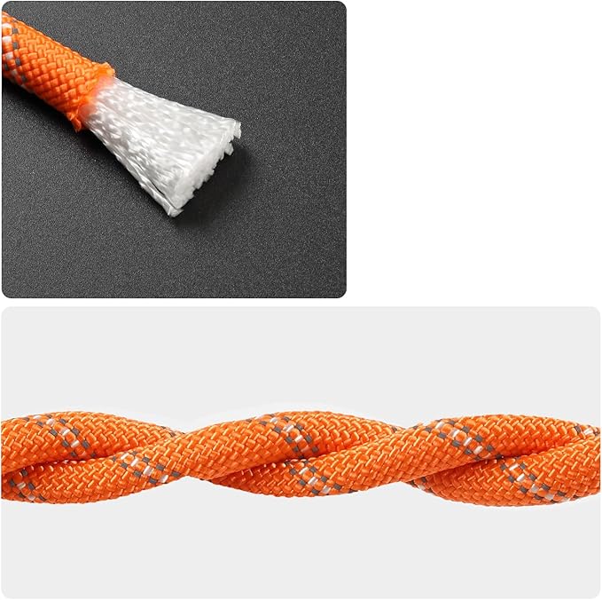 1/2 in x 32 FT Boat Marine Rope for Canyoneering, Floating, Fishing, Rafting, Camping, Hiking, Hunting, Anchor, Arborist Tree, Rafting, Rescue Nylon/Polyester Orange with Hook