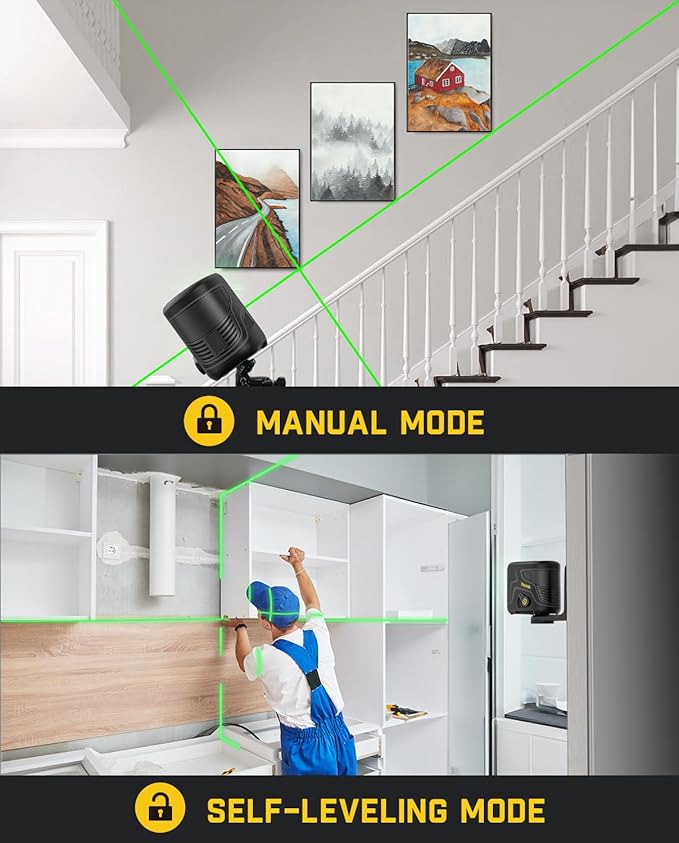 Fanttik D2 PLUS Laser Level, 100 ft Green Cross Line, Vertical Beam Spread Covers of 130°, Self Leveling Mode, 2600 mAh Built-in Rechargeable Battery, USB-C, Pulse Mode, 360° Magnetic Base